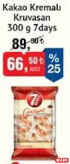 7 DAYS KAKAO KREMALI KRUVASAN 300 G indirimli fiyat 7 DAYS KAKAO KREMALI KRUVASAN 300 G fiyat ve kampanya bilgisi